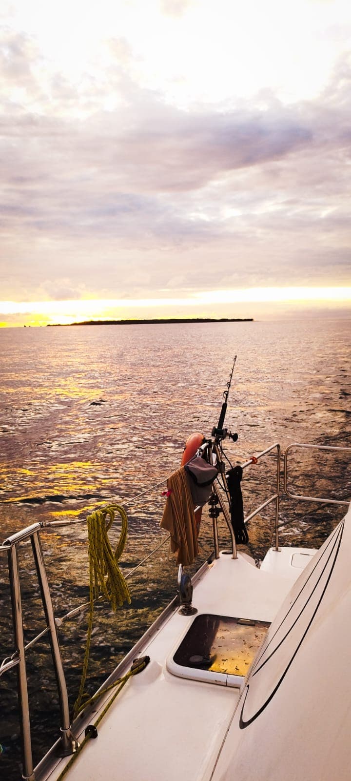 Fishing off the back of the boat at sunset in Bocas del Toro